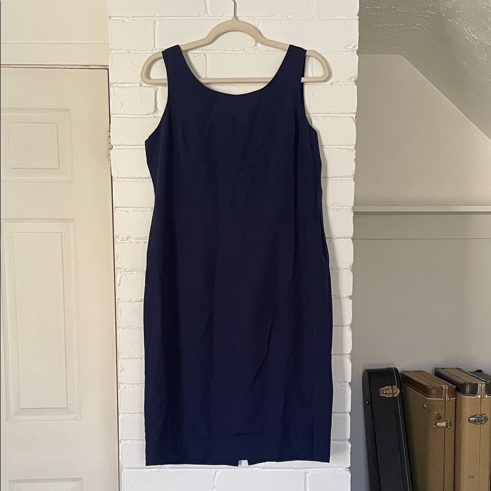 Vintage Algo Petites Navy Blue Sleeveless Dress